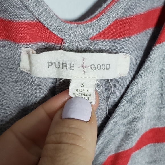 Anthro Pure + Good tail stripe hi/lo hem tee S - Picture 8 of 9